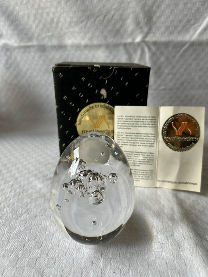 Royal Leerdam kristallen ei. In doos, als nieuw, Antiek en Kunst, Antiek | Glas en Kristal, Ophalen of Verzenden