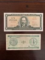 Cuba: 2 bankbiljetten 1 Peso en toeristen Peso 1993, Postzegels en Munten, Bankbiljetten | Amerika, Setje, Ophalen of Verzenden