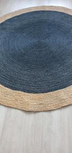 Rond sisal jute vloerkleed zwart met naturel rand 180x180cm, Ophalen, Gebruikt, Zwart, 150 tot 200 cm