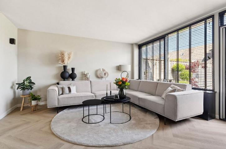Hoekbank beige, Huis en Inrichting, Banken | Bankstellen, Zo goed als nieuw, Vierpersoons of meer, 150 cm of meer, Stof, Ophalen