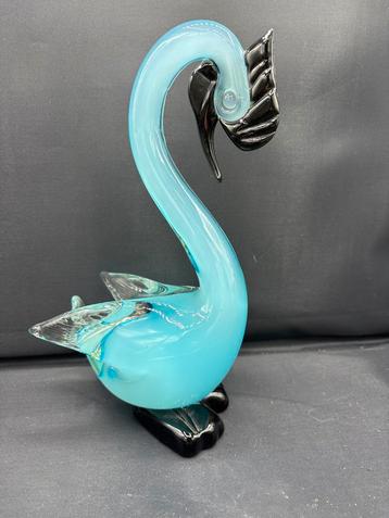 Glazen Zwaan Decoratie Murano. Vintage Hoogte 24 cm beschikbaar voor biedingen