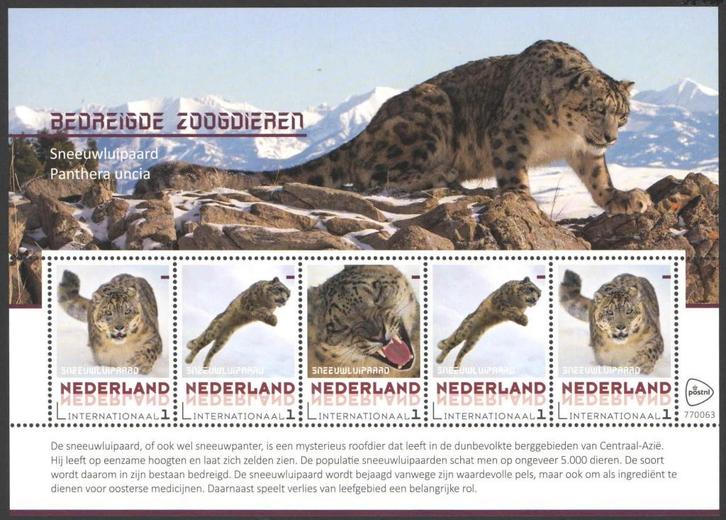 Postzegels Bedreigde zoogdieren: Sneeuwluipaard, Postzegels en Munten, Postzegels | Nederland, Postfris, Na 1940, Ophalen of Verzenden