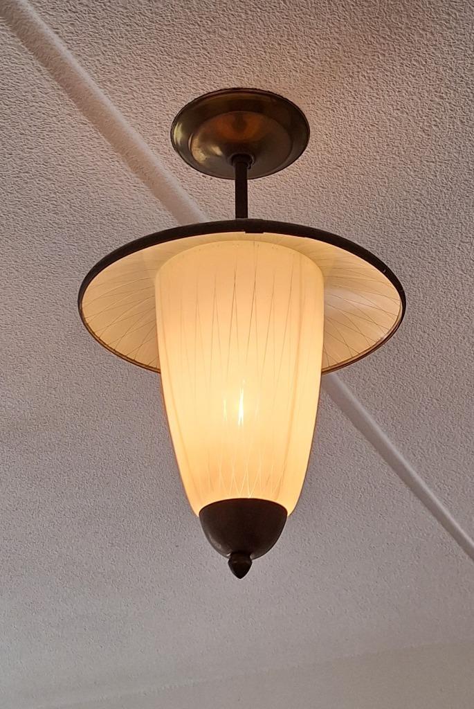 HANGLAMP VINTAGE DESIGN, Huis en Inrichting, Lampen | Hanglampen, Zo goed als nieuw, Minder dan 50 cm, Glas, Metaal, Ophalen of Verzenden