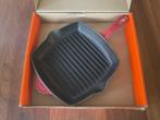 Le Creuset gietijzeren Grillpan / Grillplaat kersenrood, Huis en Inrichting, Gebruikt, Gietijzer, Overige typen, Ophalen of Verzenden