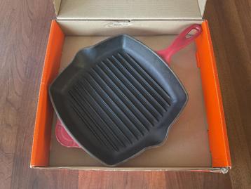Le Creuset gietijzeren Grillpan / Grillplaat kersenrood beschikbaar voor biedingen
