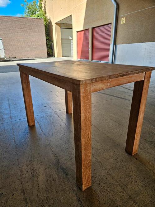 Houten Eettafel en krukken - Rustiek, Huis en Inrichting, Tafels | Eettafels, Zo goed als nieuw, 50 tot 100 cm, 100 tot 150 cm