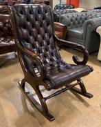 Prachtige Chesterfield Rocking Chair/Schommelstoel Bruin., Huis en Inrichting, Fauteuils, Gebruikt, Ophalen of Verzenden, Hout