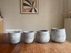 Vier bloempotten beton Mica Decorations, Ophalen, Rond, Minder dan 25 cm