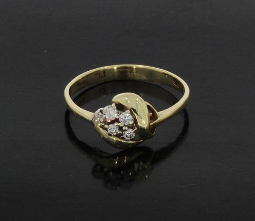 14 karaats gouden dames fantasie ring 5 diamanten, Sieraden, Tassen en Uiterlijk, Ringen, Zo goed als nieuw, Dame, 18 tot 19, Goud