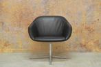 ZGAN! zwarte leren Walter Knoll Turtle design draaifauteuil