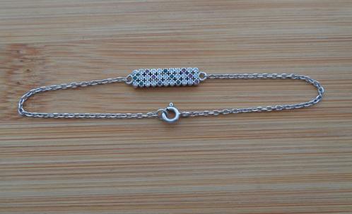 zilveren armband met gekleurde steentjes [1112], Sieraden, Tassen en Uiterlijk, Armbanden, Zo goed als nieuw, Zilver, Zilver, Met strass