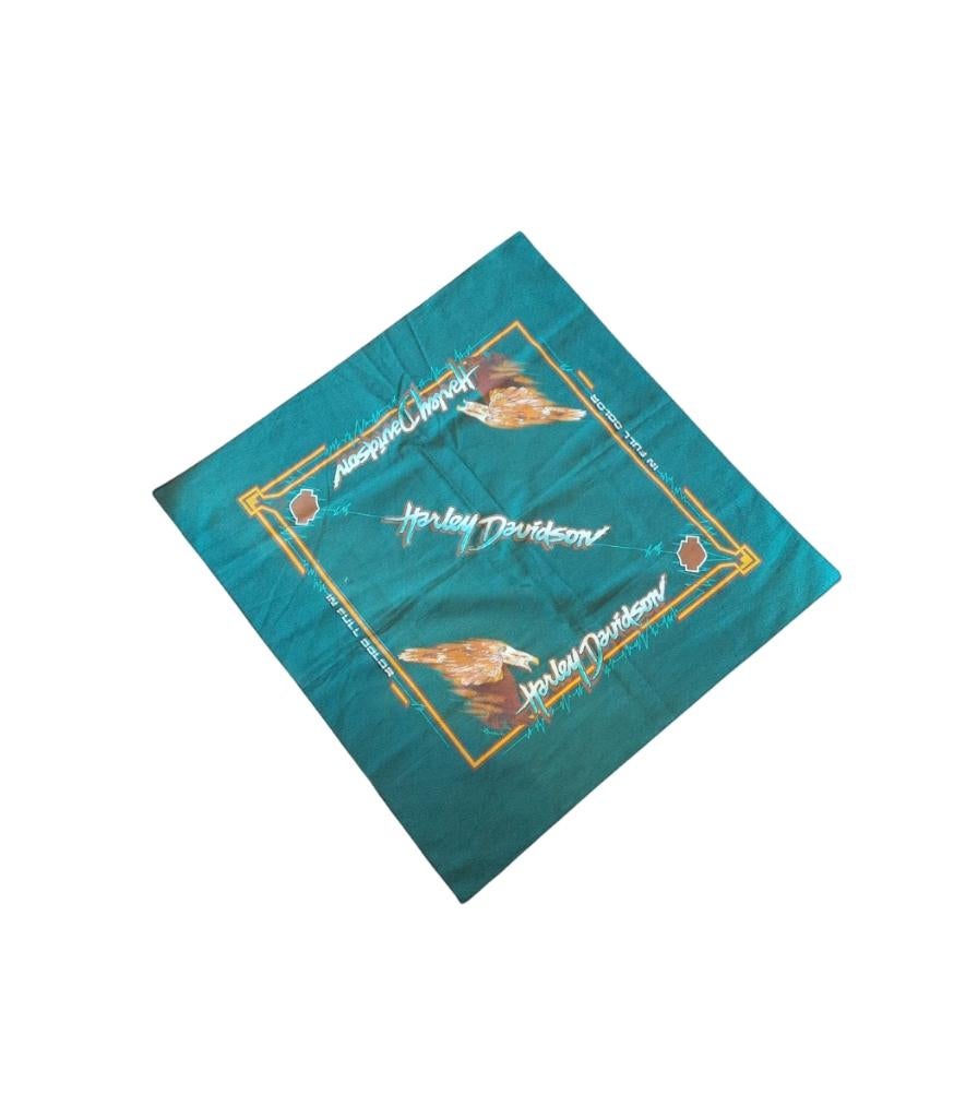 Vintage 90s Harley-Davidson Green Bandana – Original Biker, Harley Davidson, Gebruiksvoorwerp, Harley Davidson, Ophalen of Verzenden