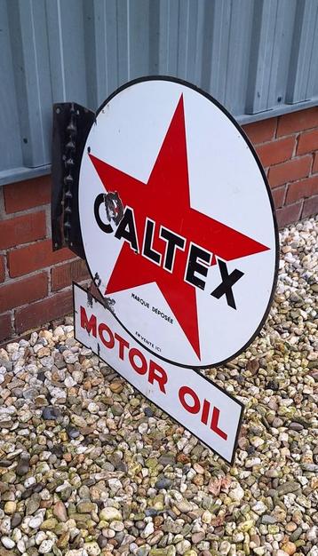 Dubbelzijdig XL emaille reclame bord van Caltex Motor Oil️⛽️ beschikbaar voor biedingen