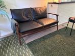 Houten / Leren bankje 2 persoons Stellar Works Rén, Huis en Inrichting, Banken | Bankstellen, Ophalen, Gebruikt, Tweepersoons