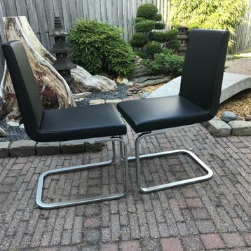2 IZGS Rolf Benz 620 stoelen stoel modern leer zwart beschikbaar voor biedingen