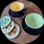 2 Antieke Digoin Sarreguemines kop en schotels, Antiek en Kunst, Antiek | Servies los, Ophalen of Verzenden