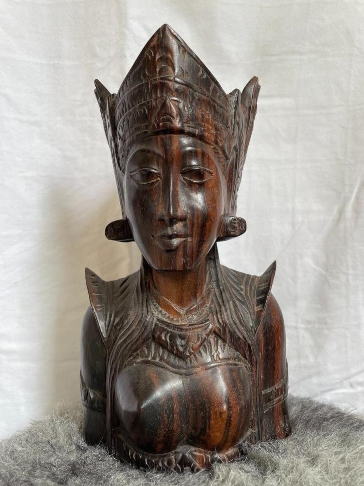 Balinees houten borstbeeld – traditionele hoofdtooi, Antiek en Kunst, Kunst | Niet-Westerse kunst, Ophalen of Verzenden