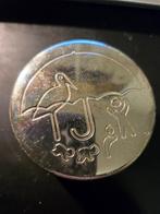 Rond tandendoosje met ooievaar 6x2.5 cm, Ophalen, Gebruikt, Kraamcadeau