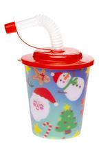 PARTIJ 3D BEKER MET RIETJE EN DEKSEL KERSTMIS 250ML, ., Nieuw, Ophalen of Verzenden, .