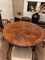 Prachtige ronde mahonie tafel 120 compleet met 4 stoelen, Huis en Inrichting, Complete eetkamers, Ophalen, Zo goed als nieuw, Antiek