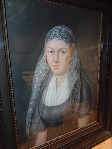 Olieverf portret van een vrouw met sluier beschikbaar voor biedingen