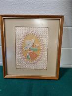 schilderij meisje met vogel papier en stof, Huis en Inrichting, Woonaccessoires | Schilderijen, Tekeningen en Foto's, Ophalen of Verzenden