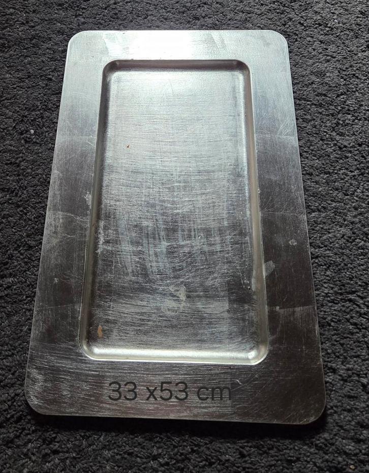 Grote Zilveren Schaal - 33x53cm, Huis en Inrichting, Woonaccessoires | Dienbladen, Gebruikt, Metaal, Rechthoekig, Ophalen of Verzenden
