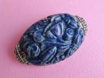 jwg Art Deco 20s bloem broche blauw markasiet zilver klr, Verzenden, Overige materialen, Broche