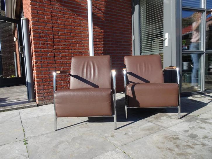 FAUTEUIL, Huis en Inrichting, Fauteuils, Gebruikt, Leer, Metaal, 50 tot 75 cm, 75 tot 100 cm, Ophalen