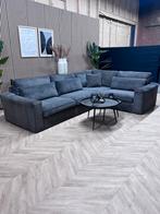 Ribstof Hoekbank - Grijs - 309 x 221, Ophalen, -, -, Moderne hippe grote ribstof hoekbank loungebank plofbank