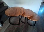 Set van 3 Mango Houten Salontafels, Minder dan 45 cm, Minder dan 55 cm, Rond, Ophalen of Verzenden