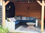 Tuin hoekbank 6-8 personen, Ophalen, Zo goed als nieuw, Steigerhout