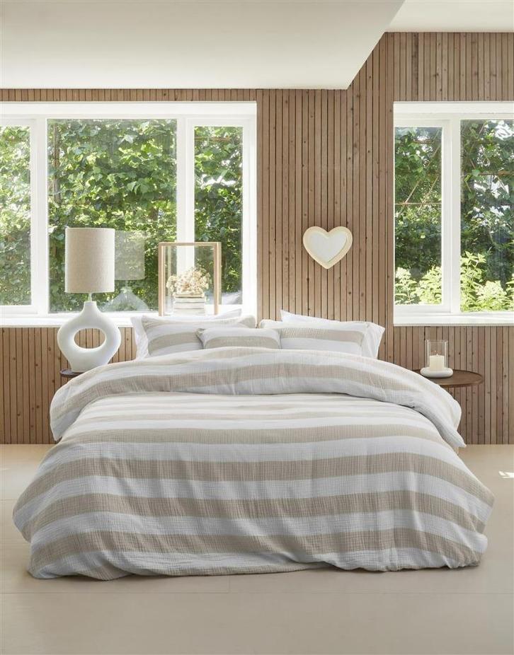 Riviera maison dekbedovertrek STRIPED MOUSSELINE -50%, Huis en Inrichting, Slaapkamer | Beddengoed, Nieuw, Dekbedovertrek, Eenpersoons