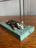 Vintage Luipaard broche messing/edelsteen 12cm lang, 10 cm of meer, Overige materialen, Ophalen of Verzenden, Zo goed als nieuw