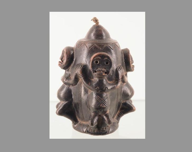 Tikar olielamp van terracotta Kameroen Nr.3 (251110-08), Antiek en Kunst, Kunst | Niet-Westerse kunst, Ophalen of Verzenden