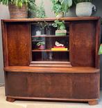 Mid Century Vintage Palissander Dressoir Vitrinekast, Ophalen, Gebruikt, 150 tot 200 cm, Met lade(s)