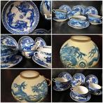 eierschaal porselein kop en schotel 6 stuks chinees blauw wi, Ophalen of Verzenden