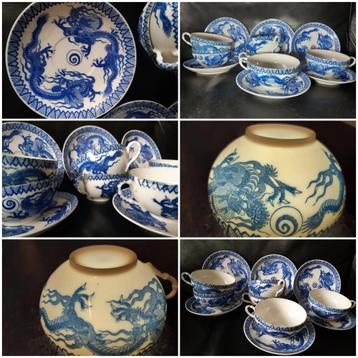 eierschaal porselein kop en schotel 6 stuks chinees blauw wi beschikbaar voor biedingen