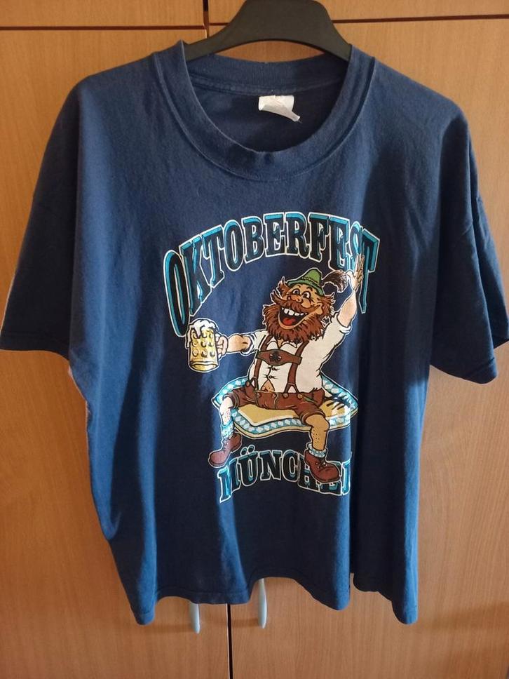 Vintage Oktoberfest München t-shirt, Kleding | Heren, T-shirts, Gedragen, Maat 56/58 (XL), Blauw, Ophalen of Verzenden