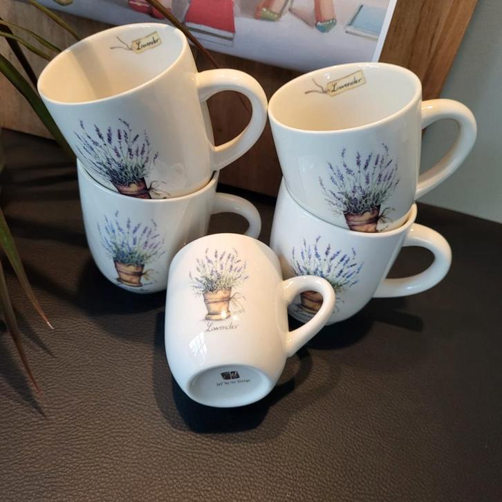 JET ter Steege Mokken - Lavendel Set, Huis en Inrichting, Keuken | Servies, Gebruikt, Kop(pen) en/of Schotel(s), Overige stijlen