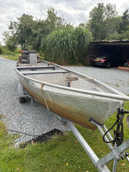 Aluminium punter met inboord Arka elektro en stuurconsole!!, Watersport en Boten, Vis- en Consoleboten, Gebruikt, Tot 10 pk, 3 tot 6 meter