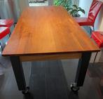 Teakhouten eettafel 2.17 bij 0.96  handgemaakt, Huis en Inrichting, Tafels | Eettafels, Ophalen, Gebruikt, Teakhout, 200 cm of meer