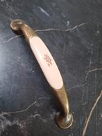 Bronzen Handgreep met Keramisch Bloemdetail, Ophalen of Verzenden