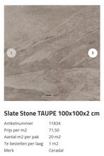 4x nieuwe tegel Slate Stone TAUPE 100x100x2 cm, Nieuw, Keramiek, Ophalen, Terrastegels