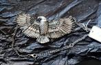 stoere ketting met hanger adelaar met beweegbare vleugels, Ophalen of Verzenden, Zo goed als nieuw, Zilver, Met hanger