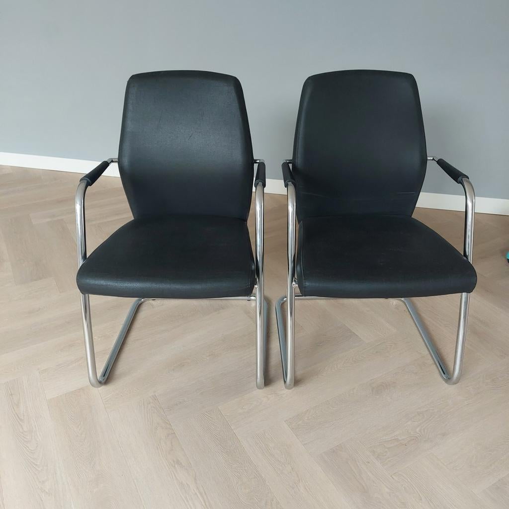 2 Sitland Leren Stoelen, Ophalen, Gebruikt, Twee, Zwart