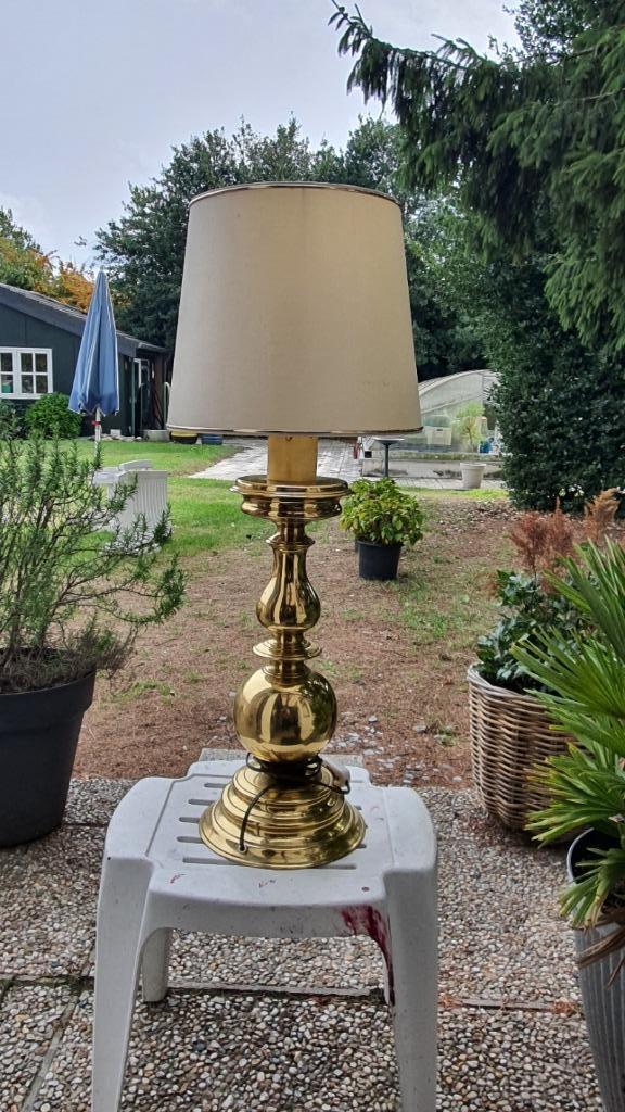 Grote Massiefe Messing Tafellamp van 8.74 KG Messing met kap, Huis en Inrichting, Lampen | Tafellampen, Zo goed als nieuw, 75 cm of meer