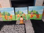 3 Disney schilderijen en een klok., Huis en Inrichting, Minder dan 50 cm, Ophalen of Verzenden, Zo goed als nieuw, Schilderij