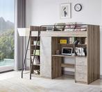 Bart hoogslaper met bureau en kast - 90x200 - Eikenkleur