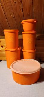 Vintage retro tupperware oranje voorraadbus trommel set 6, Ophalen of Verzenden, Zo goed als nieuw, Oranje